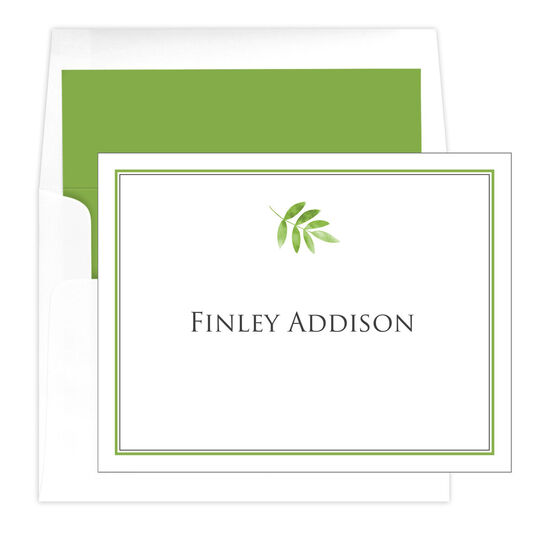 Leaf with Frame Folded Note Cards